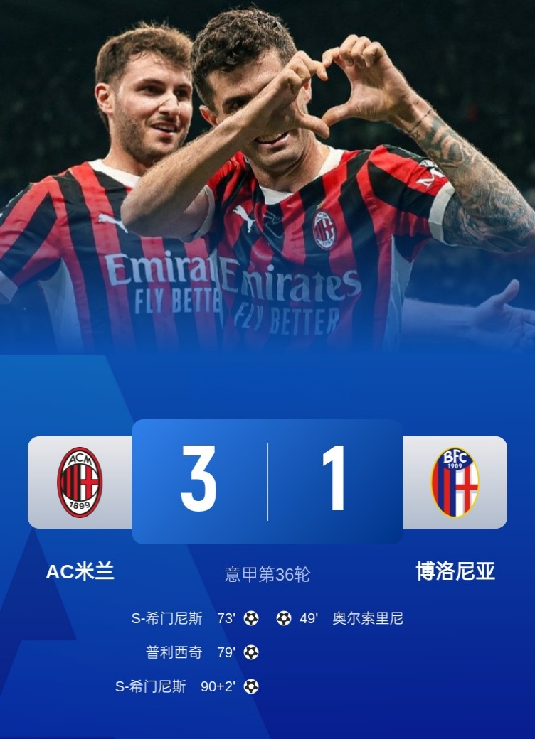 关于AC米兰斩获胜利，意甲球队稳步前进的信息